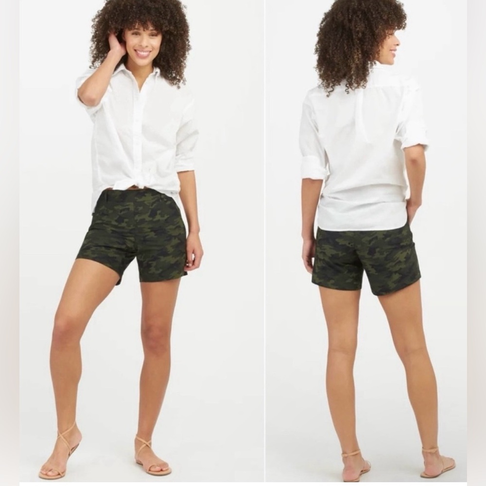 SPANX 6” Shorts | Pull-On Sunshine | Green Camo | Small